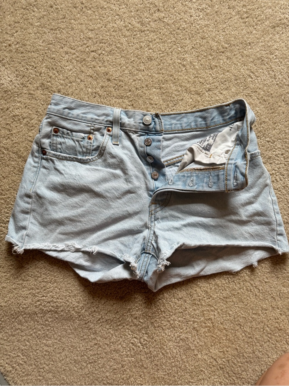 Levi's Light Blue Distressed Denim Cutoff Shorts